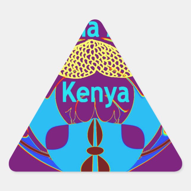 Pegatina Triangular "Hakuna Matata Kenya" Arte de mariposa Imprimir/Gr (Anverso)