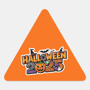 Pegatina Triangular Halloween 2025 Magia – Calabaza Festiva