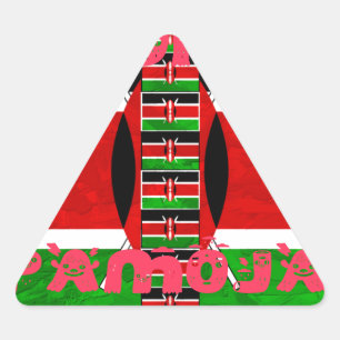 Pegatina Triangular Hermosa bandera keniana Tuko Pamoja Inspiradora