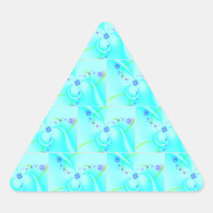 Pegatina Triangular Hermosa Flor Azul
