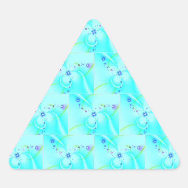 Pegatina Triangular Hermosa Flor Azul (Anverso)