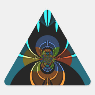 Pegatina Triangular Hermosa impresión de arte abstracto cian