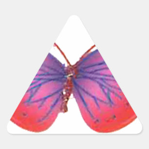 Pegatina Triangular Hermosa mariposa rosa y morado