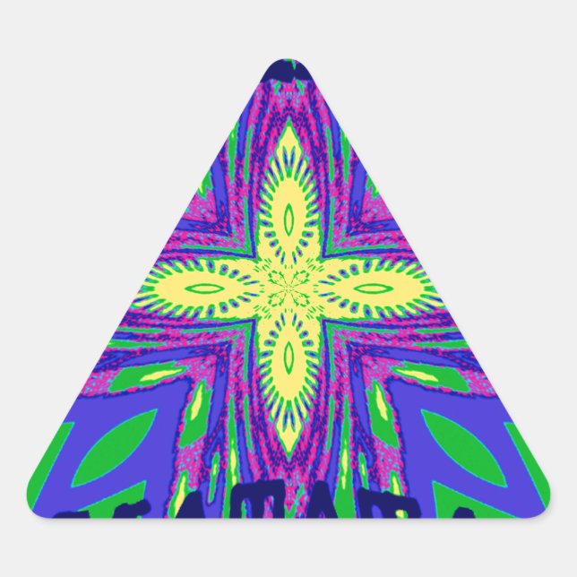 Pegatina Triangular Hermosa obra tropical Hakuna Matata Kanga. (Anverso)