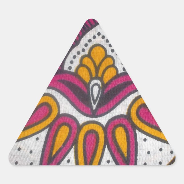 Pegatina Triangular Hermosa pintura en motivos de tela africana (Anverso)