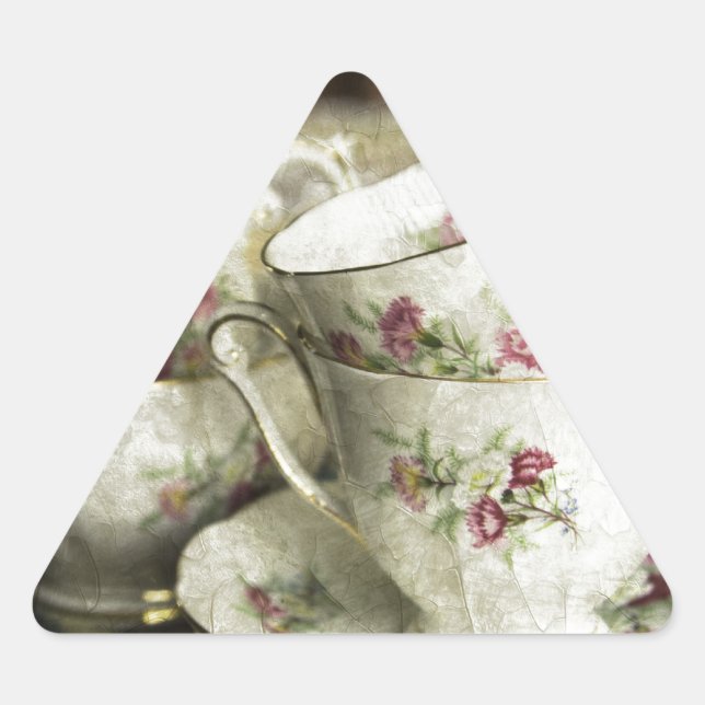 Pegatina Triangular hermosas tazas de china antiguas (Anverso)