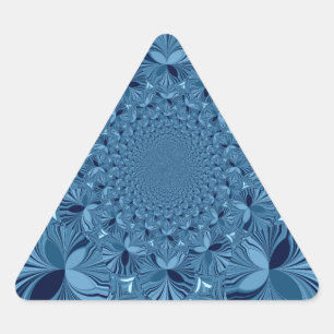 Pegatina Triangular Hermoso Arte de Caleidoscopio Azul Iridescente Ado