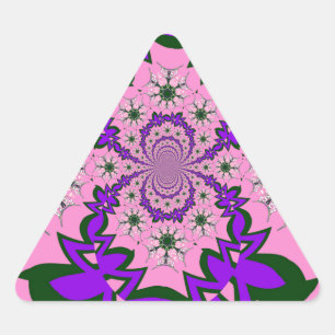 Pegatina Triangular Hermoso arte de motivo de sombra púrpura floral ro