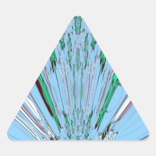 Pegatina Triangular Hermoso Arte de Motivo Floral Azul Acuático Asombr