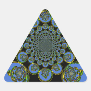 Pegatina Triangular Hermoso arte fresco azul real negro Kaleidoscope