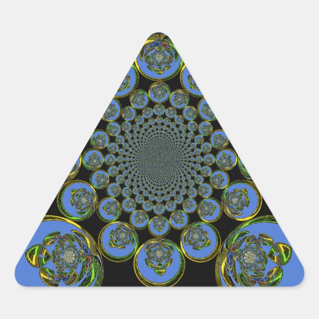 Pegatina Triangular Hermoso arte fresco azul real negro Kaleidoscope (Anverso)