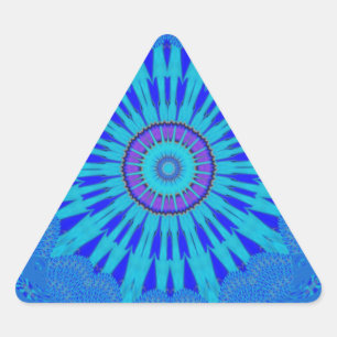 Pegatina Triangular Hermoso Arte Impreso de Mandala Azul Real