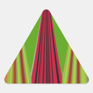Pegatina Triangular Hermoso diseño de arte fractal verde amarillo rojo