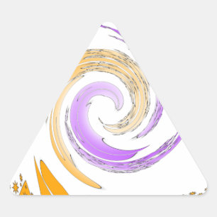 Pegatina Triangular Hermoso diseño de arte moderno: morado y remolino