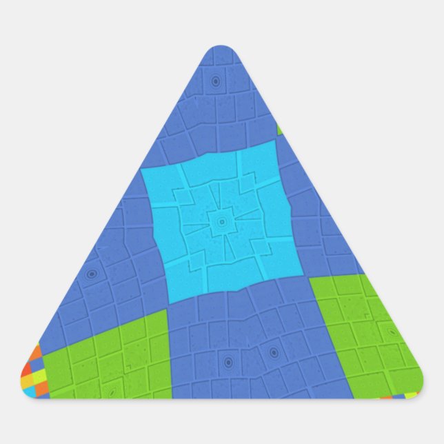 Pegatina Triangular Hermoso diseño de impresión de arte azul verde azu (Anverso)