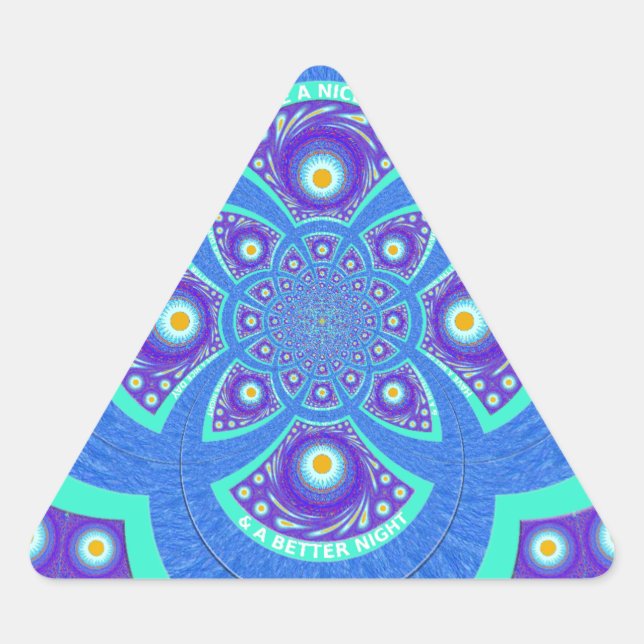 Pegatina Triangular Hermoso diseño de la flora de Mandala azul african (Anverso)