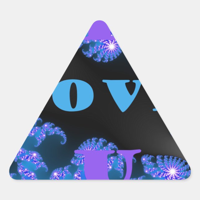 Pegatina Triangular Hermoso diseño de patrón de texto de amor azul gal (Anverso)