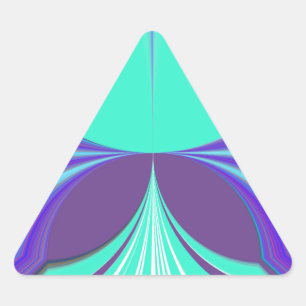 Pegatina Triangular Hermoso diseño de patrones de motivos púrpura cian