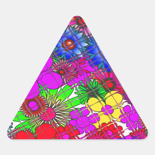 Pegatina Triangular Hermoso diseño de patrones florales sorprendentes (Anverso)