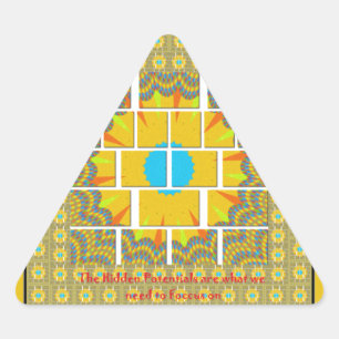 Pegatina Triangular Hermoso diseño gráfico amarillo dorado