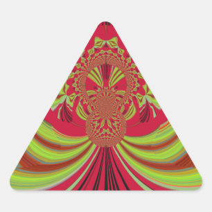 Pegatina Triangular Hermoso diseño rojo amarillo. Vector de inspiració