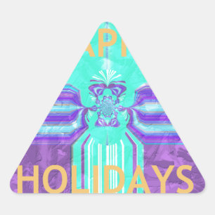 Pegatina Triangular Hermoso diseño vector Cyan azul de vacaciones
