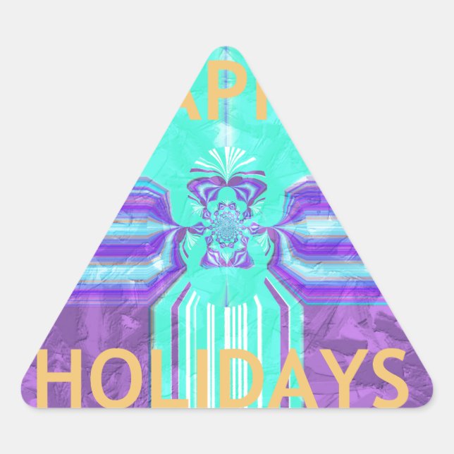 Pegatina Triangular Hermoso diseño vector Cyan azul de vacaciones (Anverso)