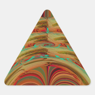 Pegatina Triangular Hermoso motivo marrón dorado tradicional africano