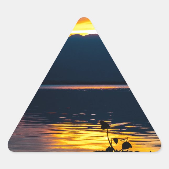 Pegatina Triangular Hermoso Sunset Escenario Paisaje Fotográfico Arte (Anverso)
