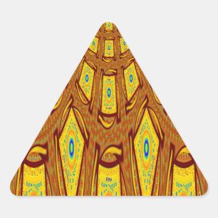 Pegatina Triangular Hermoso vector de impresión tribal africana Golden