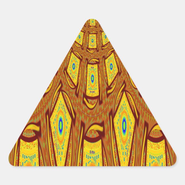 Pegatina Triangular Hermoso vector de impresión tribal africano dorado (Anverso)