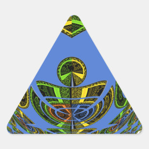Pegatina Triangular Hermoso vector étnico tradicional africano azul