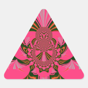 Pegatina Triangular Hermoso verde dorado rojo rosado caliente africano