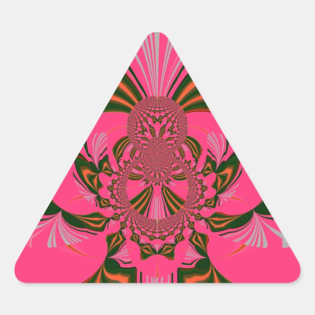 Pegatina Triangular Hermoso verde dorado rojo rosado caliente africano (Anverso)