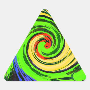 Pegatina Triangular Hermosos colores florales de olas onduladas en ver