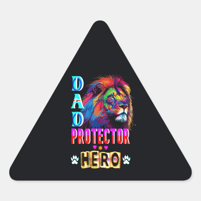 Pegatina Triangular Héroe del protector de papá (Anverso)