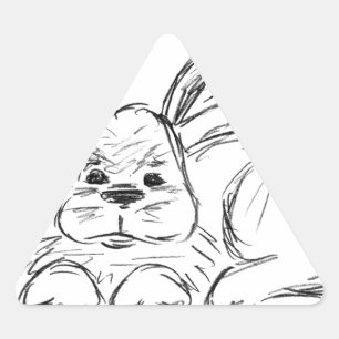 Pegatina Triangular Hip Hop, un dibujo de un conejo Bunny Ink Art