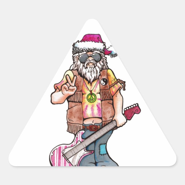 Pegatina Triangular Hippie Santa (Anverso)