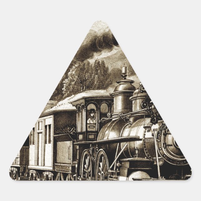 Pegatina Triangular Historial de locomotoras de motores de vapor (Anverso)