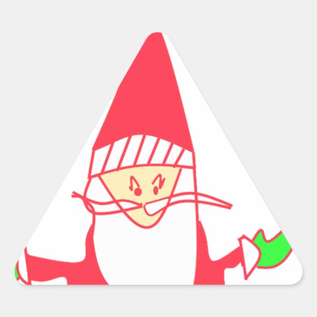 Pegatina Triangular Ho Ho Ho Ho Feliz Navidad desde Santa.png (Anverso)