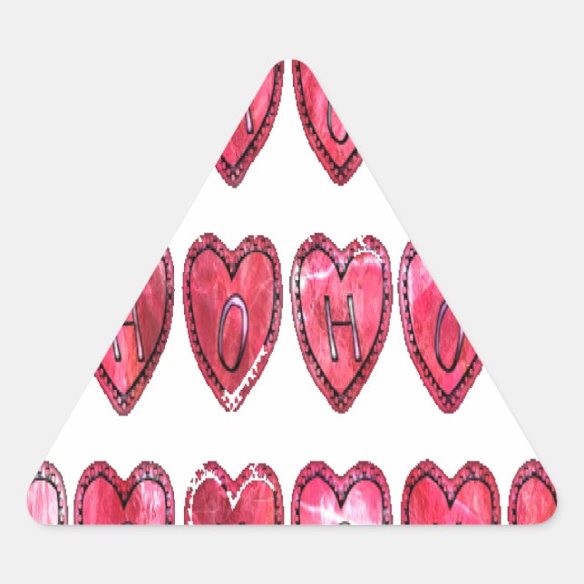Pegatina Triangular ¡Hohoho! Navidades de texto de corazones frescos d (Anverso)
