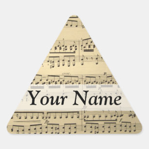 Pegatina Triangular Hoja de música de vintage
