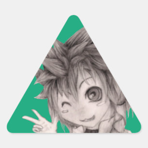 Pegatina Triangular Hombre animador, dibujo original