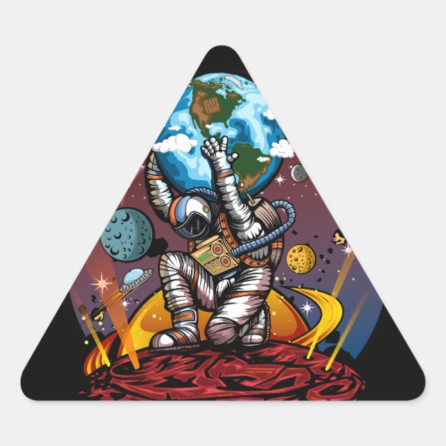 Pegatina Triangular Hombre del espacio de Atlas (Anverso)