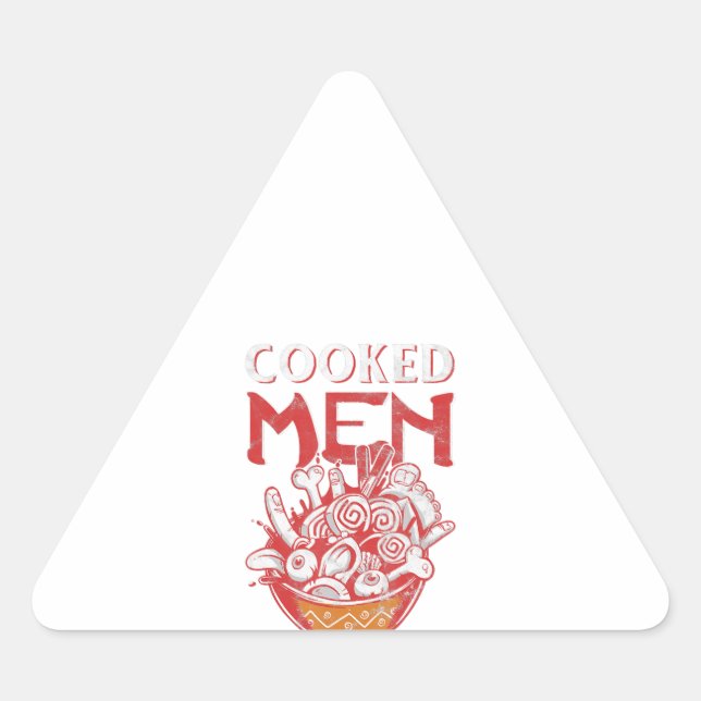 Pegatina Triangular Hombres kawaii cocinados con humor para preparar c (Anverso)