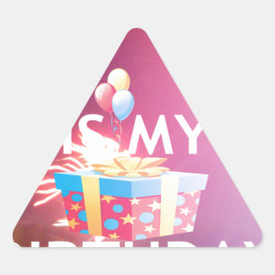 Pegatina Triangular Hoy es mi arte de cumpleaños