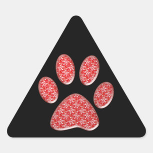 Pegatina Triangular huella de pata de gatito roja