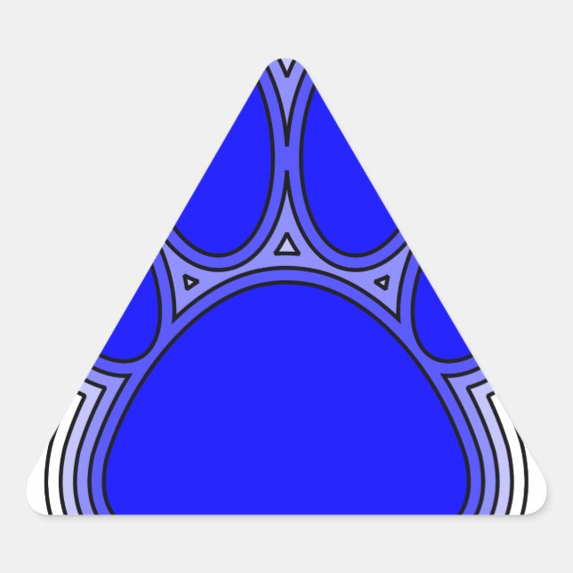 Pegatina Triangular Huellas De Perro En Azul Con Contornos (Anverso)