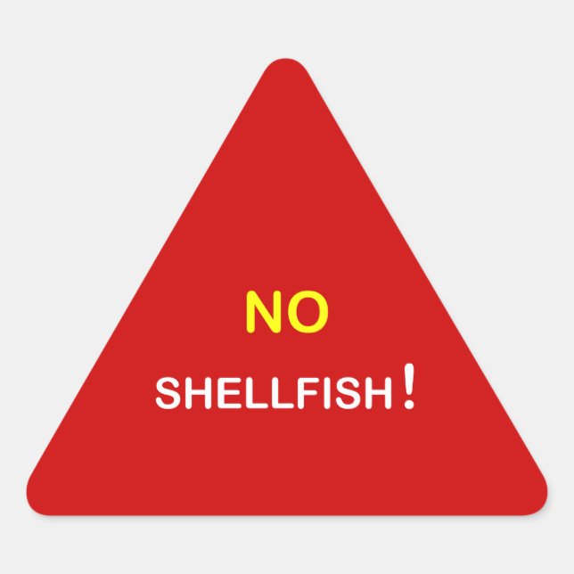Pegatina Triangular i3 - Alerta alimentaria ~ NO SHELLFISH. (Anverso)