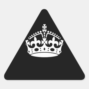 Pegatina Triangular Icónico mantiene la calma de la corona en negro